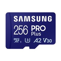 Carte microSDXC Samsung PRO Plus 256 Go UHS-I U3 A2 V30 Classe 10 avec adaptateur SD