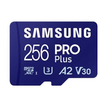 Carte microSDXC Samsung PRO Plus 256 Go UHS-I U3 A2 V30 Classe 10 avec adaptateur SD