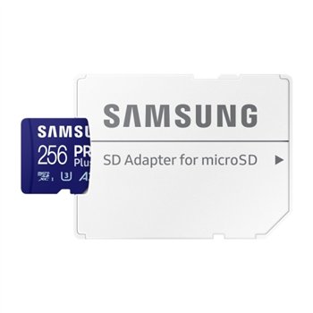 Carte microSDXC Samsung PRO Plus 256 Go UHS-I U3 A2 V30 Classe 10 avec adaptateur SD