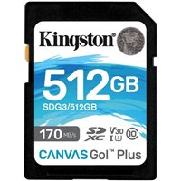 Carte SDXC Kingston 512 Go UHS-I U3 V30 Classe 10 170 Mo/s Canvas Go Plus