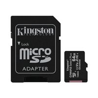 Carte microSDXC Kingston 64 Go Classe 10 100 Mo/s Canvas Select Plus + adaptateur SD