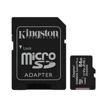Carte microSDXC Kingston 64 Go Classe 10 100 Mo/s Canvas Select Plus + adaptateur SD