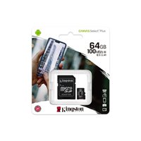 Carte microSDXC Kingston 64 Go Classe 10 100 Mo/s Canvas Select Plus + adaptateur SD