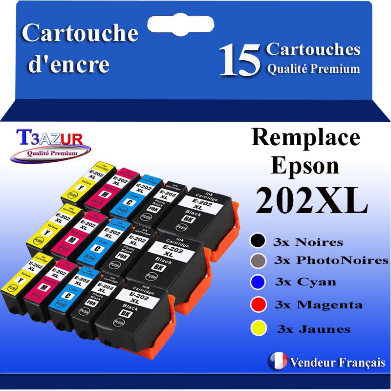 Lot de 15 Cartouches compatibles EPSON 202XL