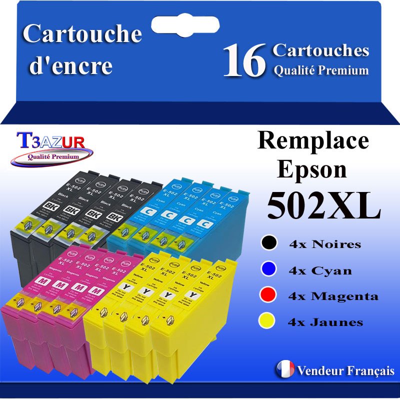 Lot de 16 Cartouche compatible Epson T02V6 (502 XL)