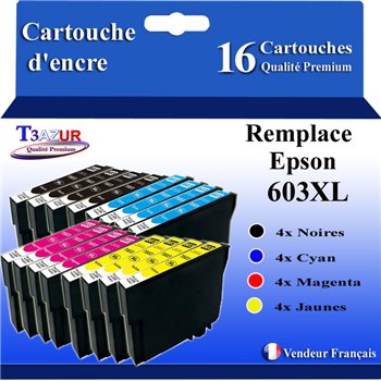 Lot de 16 Cartouches compatibles Epson T603XL (4N+4C+4M+4J)
