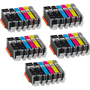 Lot de 30 Cartouches Compatibles pour Canon PGI550/CLI551GY (avec puce)