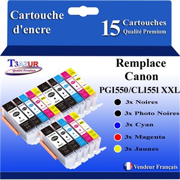 Lot de 10 Cartouches compatibles pour Canon PGI-550 XL / CLI-551 XL (avec puce)