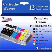 Lot de 12 Cartouches compatibles Canon PGI570/CLI571Gy XL