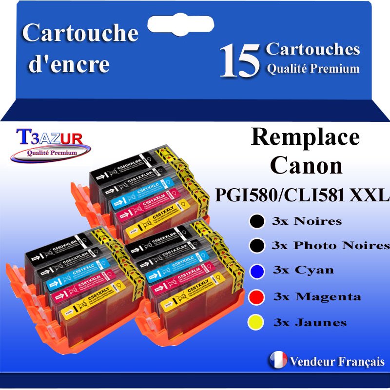 Lot de 10 Cartouches Compatibles Canon PGI-580/CLI851 XXL (2N+2PBK+2C+2M+2J)