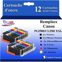 Lot de 12 Cartouches Compatibles Canon PGI-580/CLI851Bl XXL