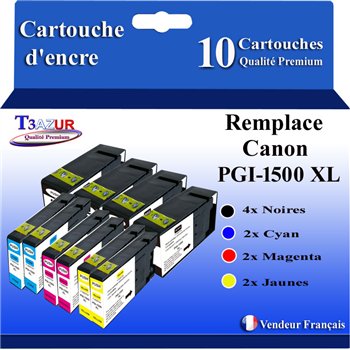 Lot de 10 Cartouches compatibles pour CANON PGI-1500 XL
