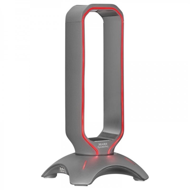 Support pour casque Mars Gaming MHHX 2-en-1 - Éclairage RGB dynamique - 2 ports USB 2.0 - Base antidérapante - Noir