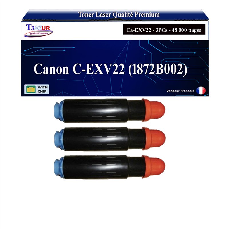 3x Toners compatibles Canon C-EXV22 (1872B002) - Noire - 48 000 pages