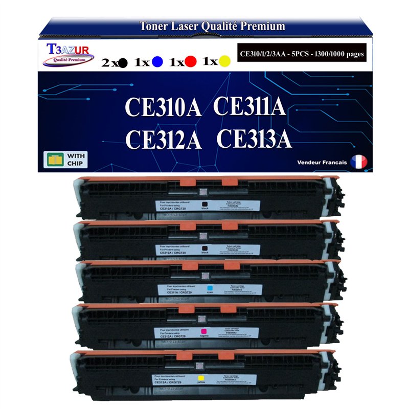 Lot de 4 Toners compatibles avec HP CE310/1/2/3A (126A)