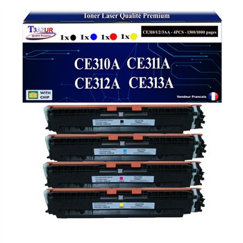 Lot de 4 Toners compatibles avec HP CE310/1/2/3A (126A)