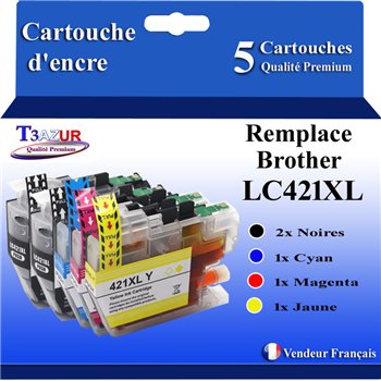 Lot de 5 Cartouches compatibles Brother LC421XL