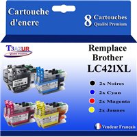 Lot de 8 Cartouches compatibles Brother LC421XL