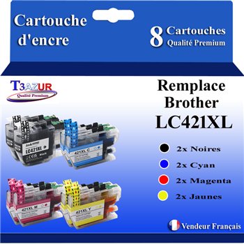 Lot de 8 Cartouches compatibles Brother LC421XL