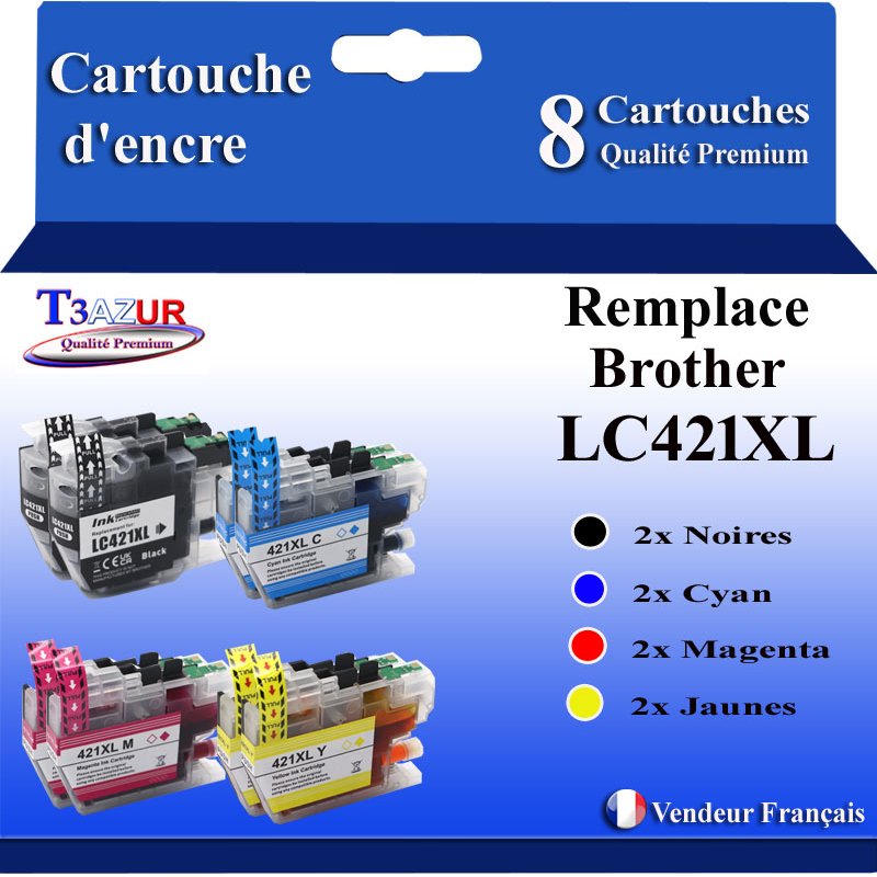 Lot de 8 Cartouches compatibles Brother LC421XL