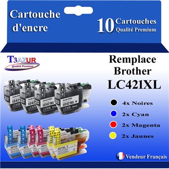 Lot de 10 Cartouches compatibles Brother LC421XL