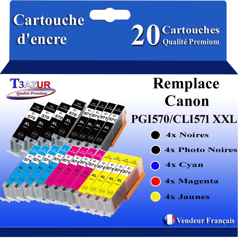 Lot de 20 Cartouches Compatibles Canon PGI570/CLI571 XL