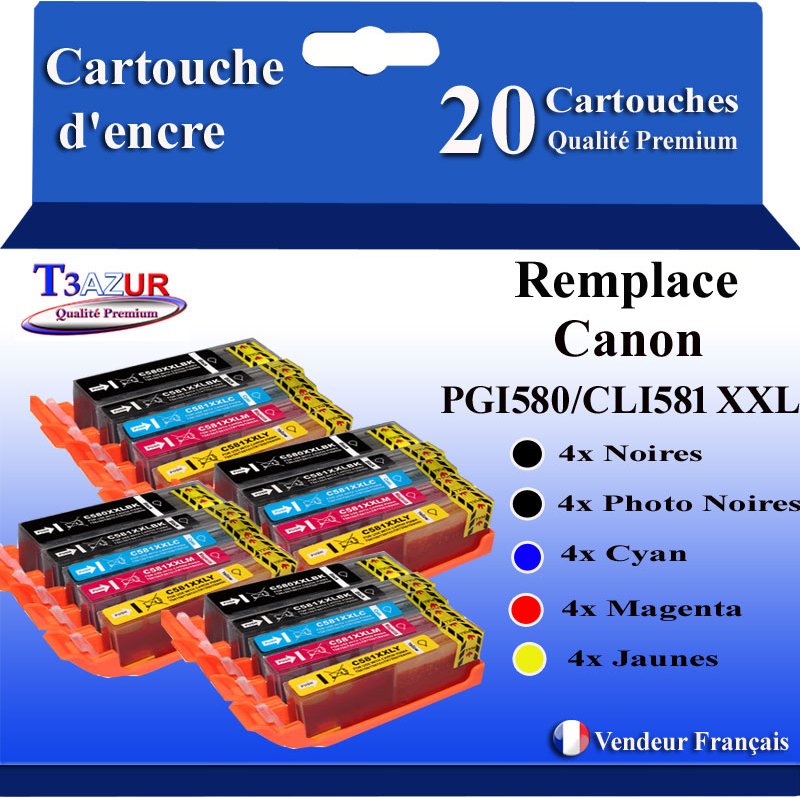 Lot de 20 Cartouches Compatibles Canon PGI-580/CLI851 XXL