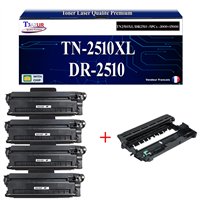 Kit Tambour+ 4 Toners compatibles avec Brother TN2510XL / DR2510