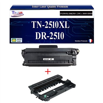 Kit Tambour/Toner compatibles avec Brother TN2510XL / DR2510