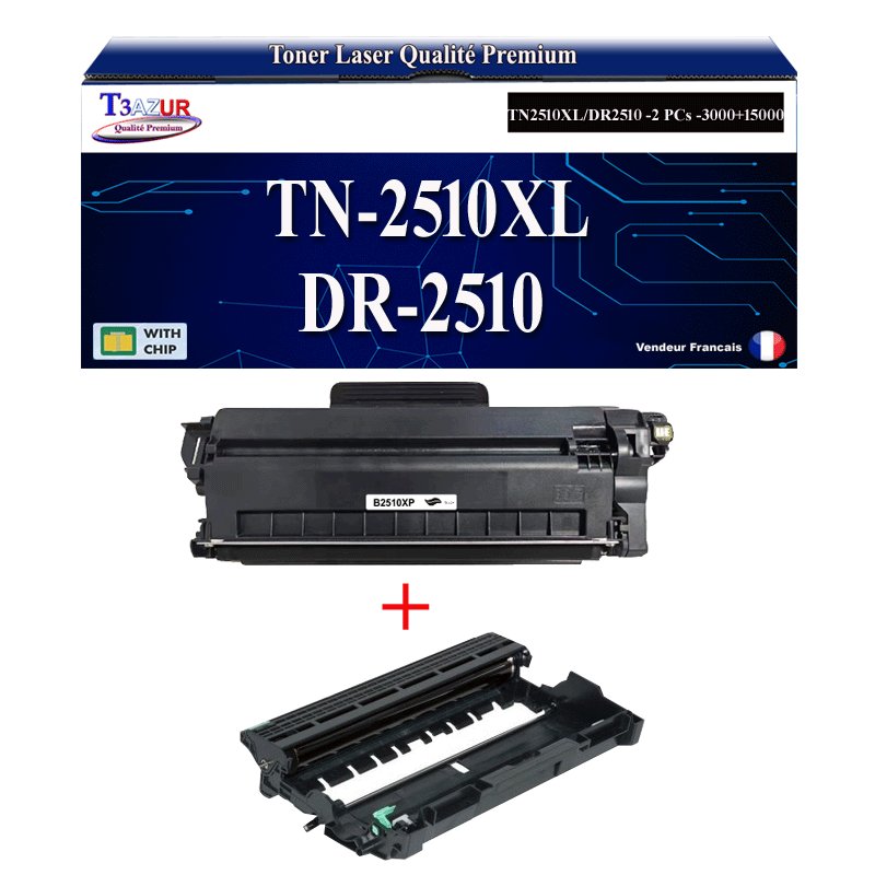 Kit Tambour/Toner compatibles avec Brother TN2510XL / DR2510