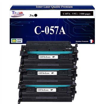 Lot de 3 Toners compatibles avec Canon 057H (3010C002/3010C004) - 10 000 pages