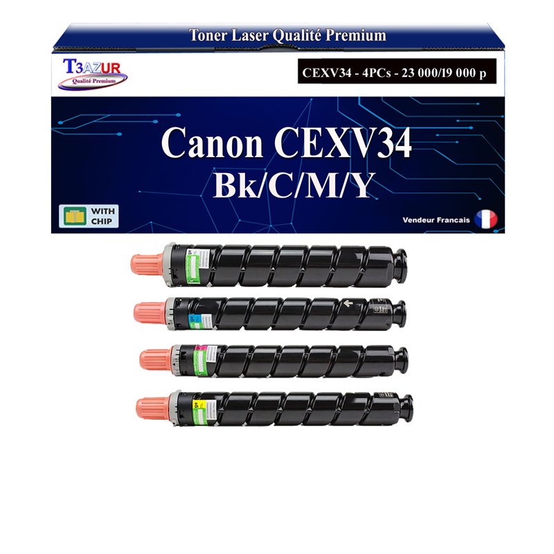 4x Toners compatibles avec Canon C-EXV34 (Noir/Cyan/Magenta/Jaune)