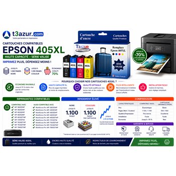 Lot de 8 Cartouches compatibles Epson 405 XL- 1 100 pages
