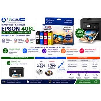 Cartouche d'encre générique Epson 408L (C13T09K24010) - Cyan
