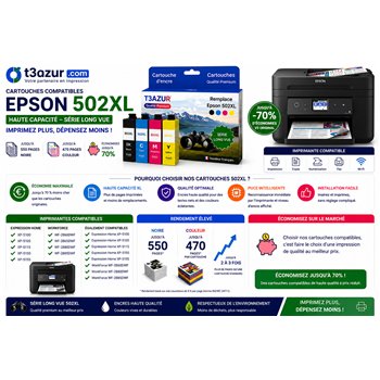 Lot de 4 Cartouche compatible Epson T02V6 (502 XL)