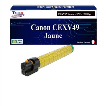 Toner compatible avec Canon CEXV49 (8527B002/NPG67/GPR53) - Jaune - 19 000 pages