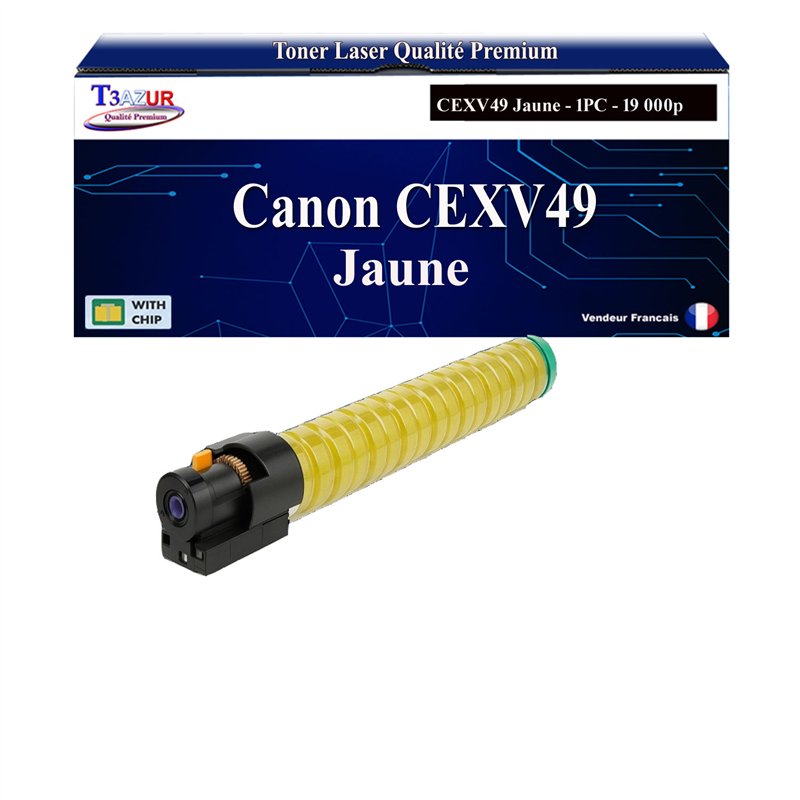 Toner compatible avec Canon CEXV49 (8527B002/NPG67/GPR53) - Jaune - 19 000 pages
