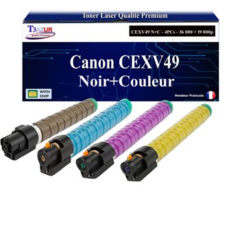 Lot de 4 Toners compatibles avec Canon CEXV49