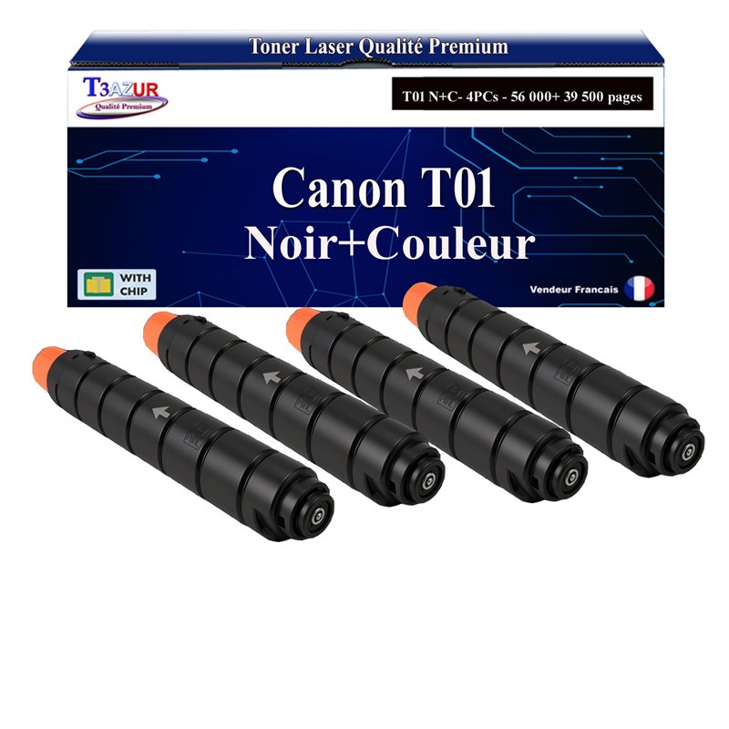 Lot de 4 Toners compatibles Canon T01 (Noir+Couleur)