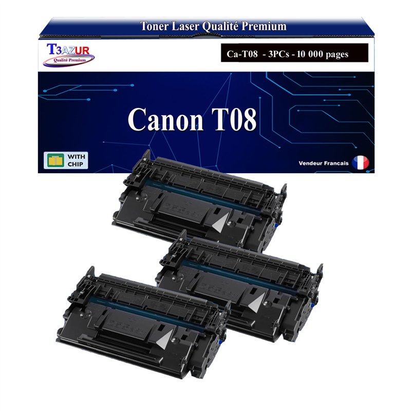 3x Toners compatibles Canon T08 (3010C006) Noir - 10 000 pages