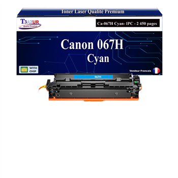 Toner compatible avec Canon 067H (5105C002/5101C002) Cyan - 2 450 pages