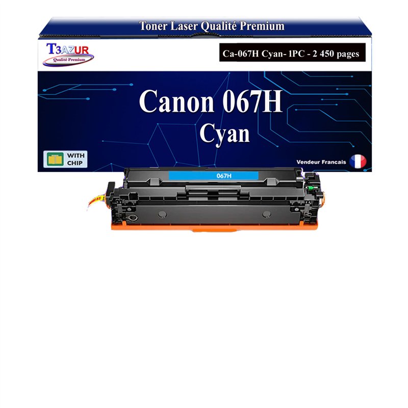 Toner compatible avec Canon 067H (5105C002/5101C002) Cyan - 2 450 pages