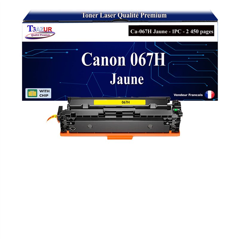 Toner compatible avec Canon 067H (5103C002/5099C002) Jaune - 2 450 pages