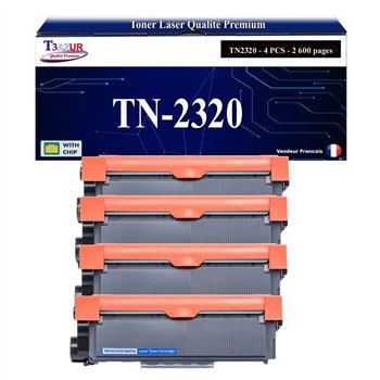 Lot de 4 Toners compatibles avec Brother TN2320/ TN2310 - 2 600 pages
