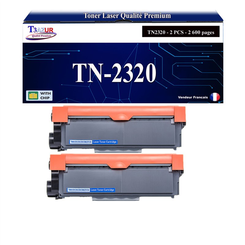 Lot de 2 Toners compatibles avec Brother TN2320/ TN2310 - 2 600 pages