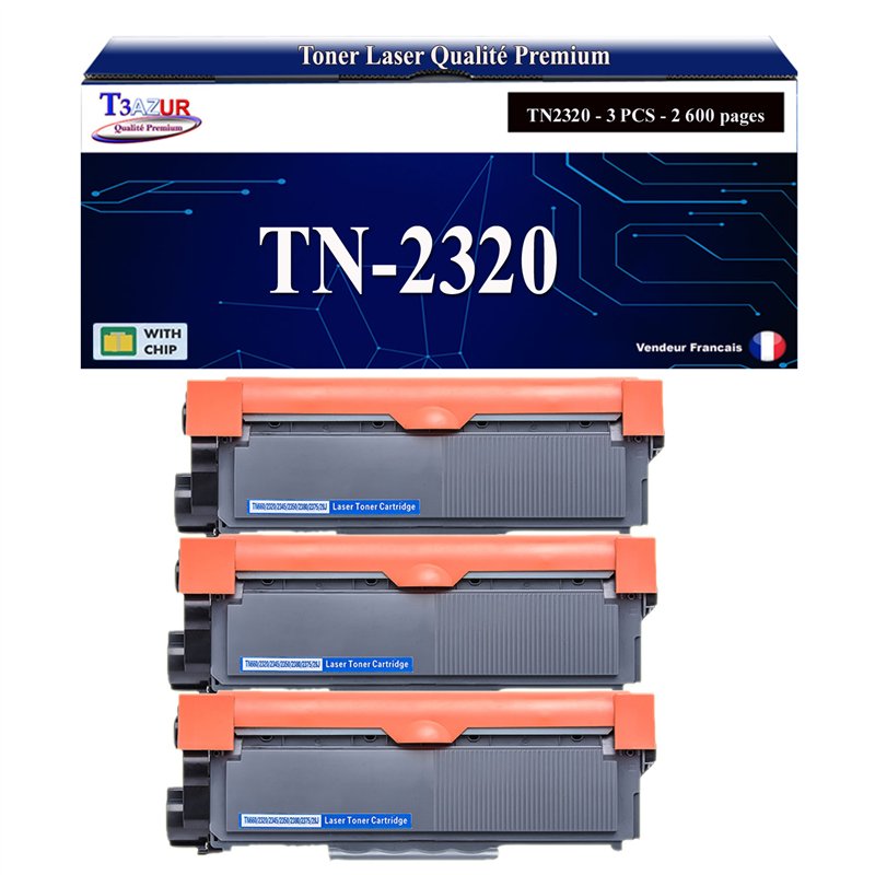 Lot de 3 Toners compatibles avec Brother TN2320/ TN2310 - 2 600 pages