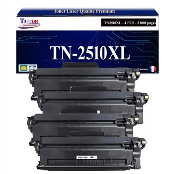 Lot de 2 Toners compatibles avec Brother TN-2510XL Noir Haute Capacité – 3000 Pages