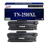 Lot de 2 Toners compatibles avec Brother TN-2510XL Noir Haute Capacité – 3000 Pages