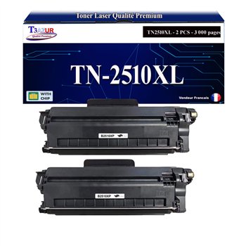 Lot de 2 Toners compatibles avec Brother TN-2510XL Noir Haute Capacité – 3000 Pages