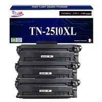 Lot de 3 Toners compatibles avec Brother TN-2510XL Noir Haute Capacité – 3000 Pages
